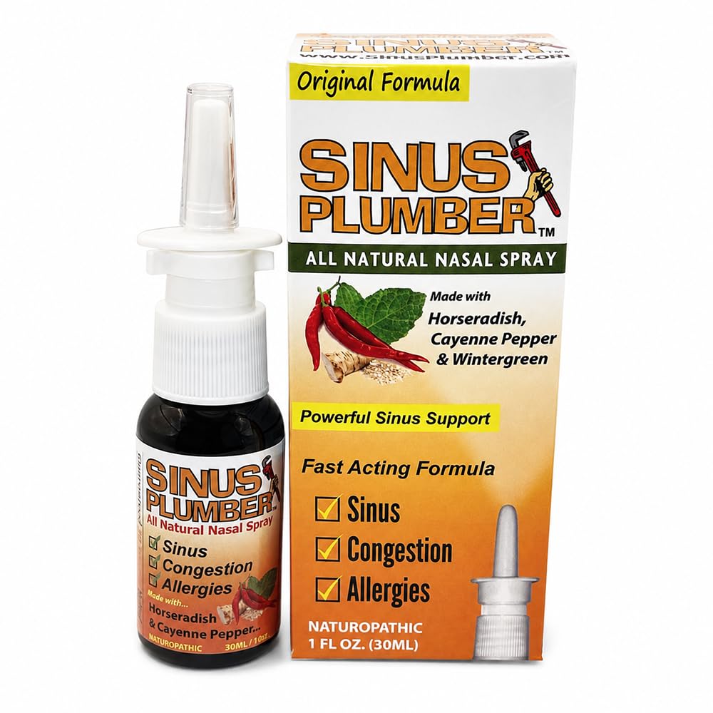 Sinus Plumber Pepper Nasal Spray, Alergía y Sinus Relief, Congestión, Dolores de cabeza, 1 fl oz