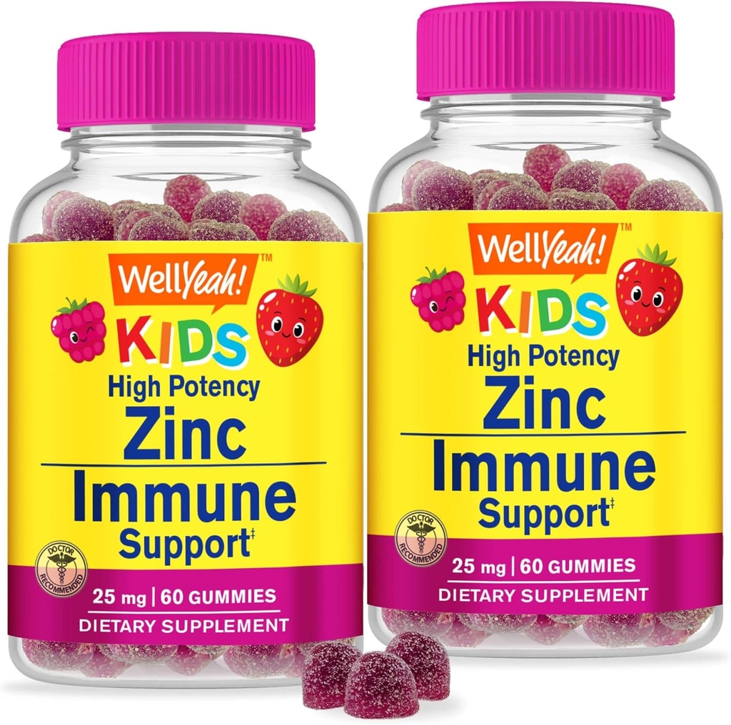 WellSí Zinc for Kids 25mg Gummies - Sistema inmunológico y soporte antioxidante - Salud de la piel, máxima fuerza niños Zinc Suplemento Immune Booster Gummy - GMO-Free, Vegan - 60 Gummies (2)