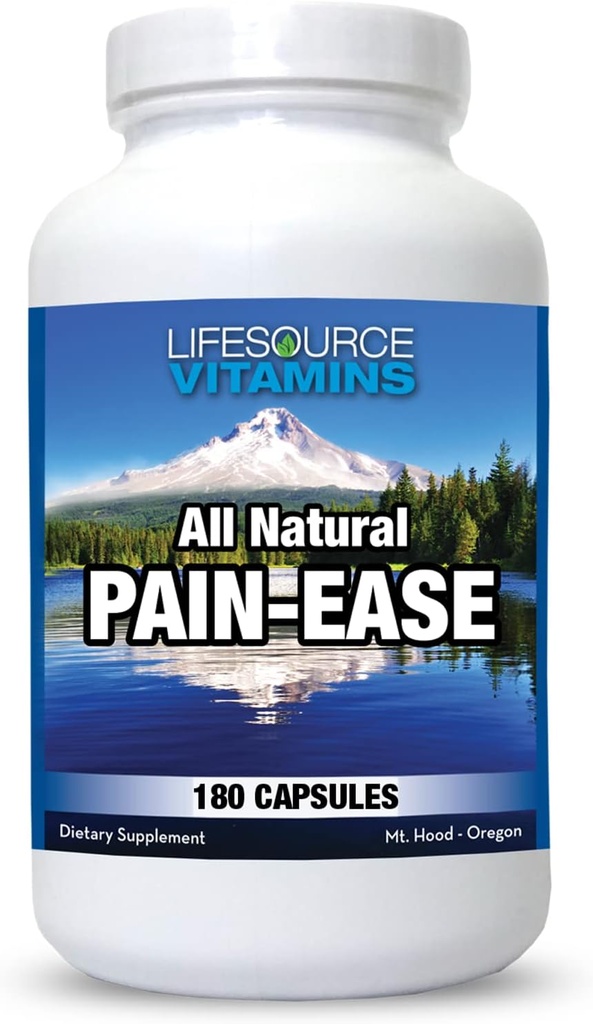 LifeSource Vitamins All Natural Pain Ease – 20 hierbas y enzimas sinérgicas que naturalmente &amp; con seguridad: dolores de cabeza &amp; migrañas - rodillas – hombros – articulaciones – dolor de pierna – tensión