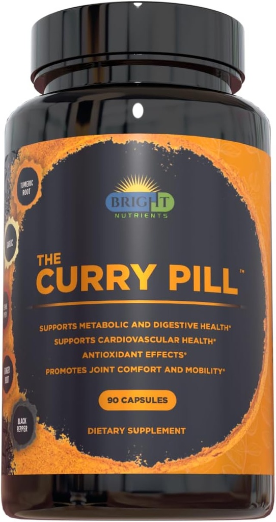 The Curry Pill - 90 Count Dietary Supplement with High-Curcumin Turmeric, Garlic, Ginger, Cayenne and Black Pepper