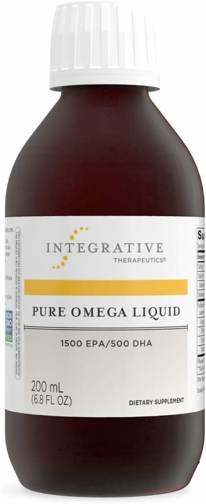 Terapéutica Integrativa Pura Omega Líquida - Suplemento de aceite de pescado para el soporte nutricional - Apoya la salud del corazón* - No Fishy Burps - Fuente sostenible - Limón, 6.8 fl oz (40 Servimientos)