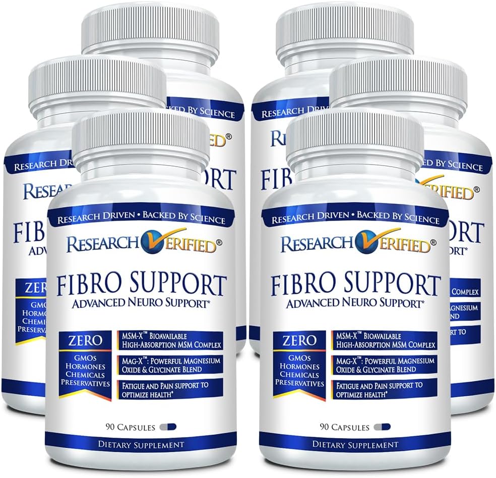 Investigación Fibro Verificado Soporte - 540 cápsulas - MSM, Magnesio, Vitamina D3, BioPerine - 6 Mes de Suministro - Vegan