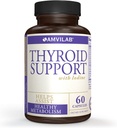 Soporte de tiroides con yodo, vitamina B12 y 12 otros ingredientes esenciales – Tiroides saludables, Vida feliz. Revitalizar el metabolismo, la energía y la salud cognitiva. 60 cápsulas