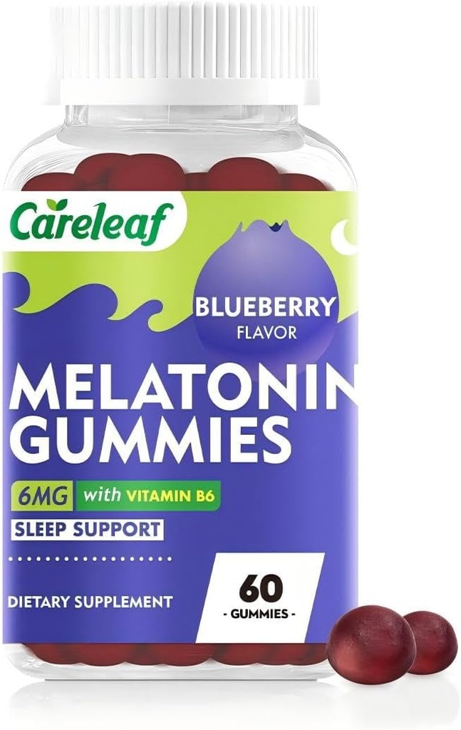Melatonin Gummies Sleep Support for Men and Women Health Sleep with 6mg Melatonin&Vitamin B6 Blueberry Flavor 60 Count