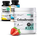 ColonBroom Psyllium Husk Powder, Colon Broom Colon Cleanser Fiber Suplemento para Bloating Relief & Gut Health + Day & Night Burner Supplements, Weight Management Pills (60 Servings), 3 Items