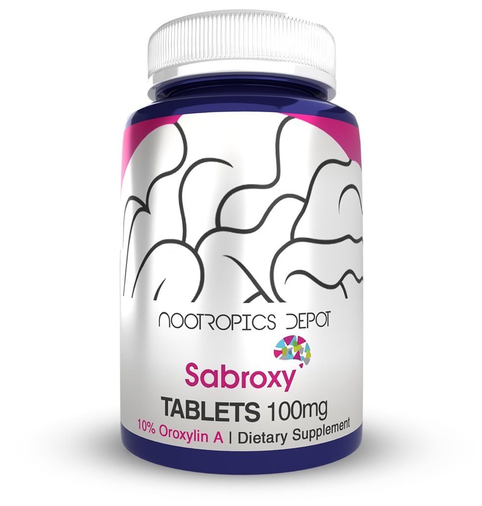 Nootropics Depot Sabroxy® Tablets TEN 100mg TENIDO 90 Cuenta TENIDO Mínimo 10% Oroxylin-A Silencio Oroxylum indicum TEN may Help Promote Focus " Motivation TEN may Help Promote Cognitive Function