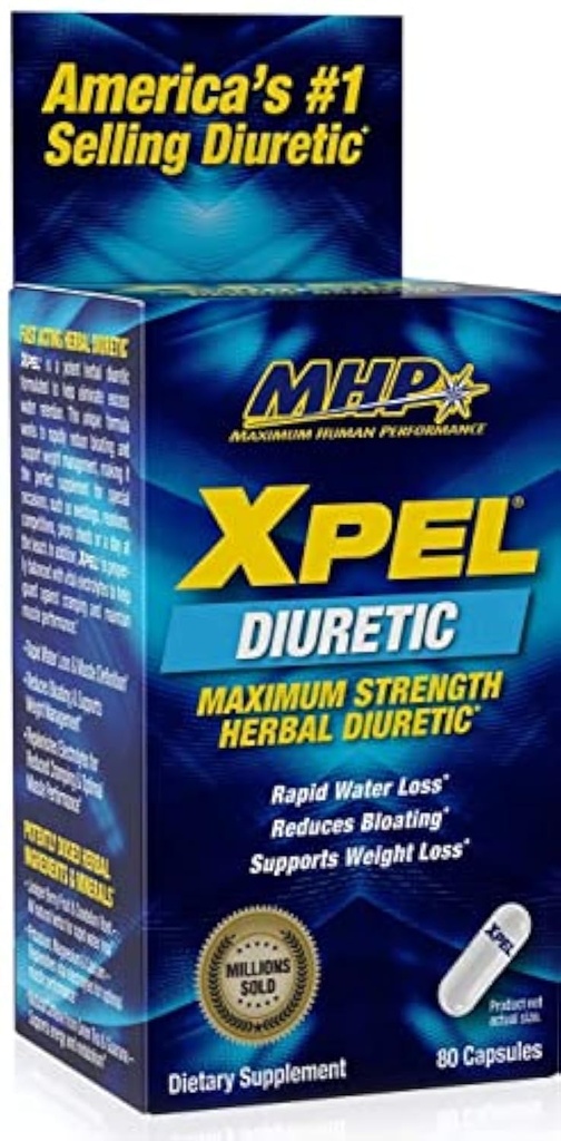MHP Xpel Suplemento dietético - Diurético de máxima tensión, 80 cápsulas