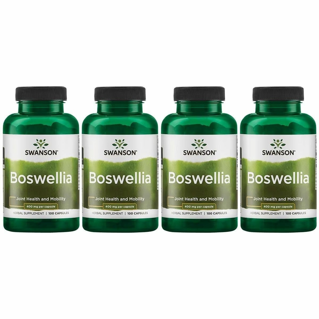 Swanson Boswellia - Suplemento Herbal Promoción de Apoyo Conjunto - Herb Ayurvedic para Soporte Conjunto Flexibilidad y Movilidad - Hecho con Boswellia Serrata Resin - (100 cápsulas) (4 Pack)