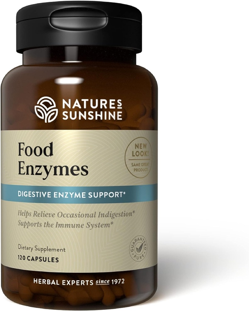 Nature's Sunshine Food Enzymes - Digestive Support with Prebiotics and Probiotics for Gut Health - Digestive Enzyme Supplement for Digestive Health and Relief from Occasional Indigestion
