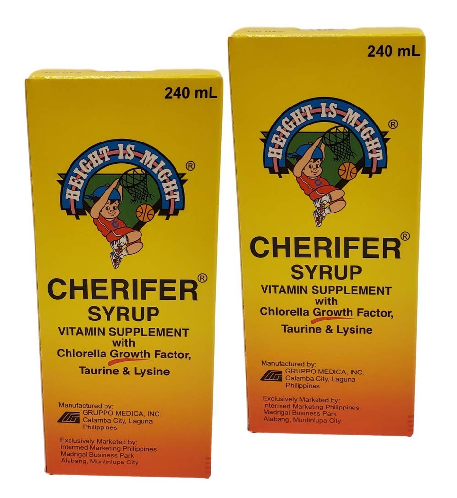 2 Cherifer Syrup Chlorella Factor de Crecimiento, Taurine & Lysine 240ml Cada uno