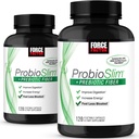 Factor de fuerza ProbioSlim + Fibra Prebiótica, Booster Metabolismo para Hombres de Mujeres, Apoyo Digestivo de Salud, Extracto de Té Verde y Fibra de Husk de Psyllium, 120 Conde (Pack of 2)