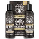 Vikingo Revolucion Beard Wash and Beard Conditioner for Hombres with Argan Oil and Jojoba Oil - Beard Softener and Strengtheninger Beard Care Beard Shampoo and Conditioner with Beard Oil (5oz, Spiced Vanilla)