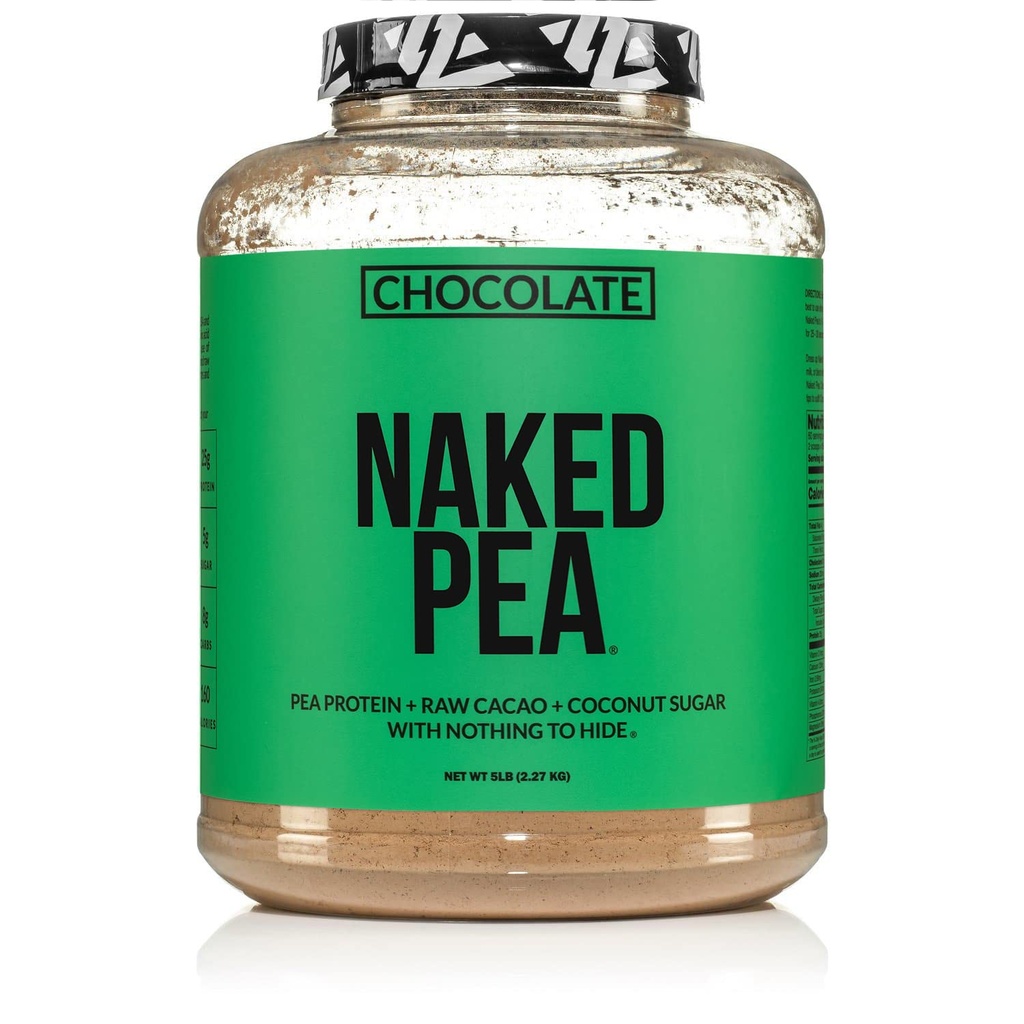 NAKED Nutrition Chocolate Pea Protein Isolate - 5Lb Bulk, NSF certificado, basado en plantas, vegetariano y vegetariano Proteína. Easy to Digest, Non-GMO, Gluten Free, Lactose Free, Soy Free