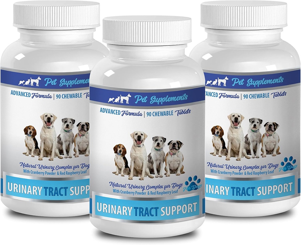 Suplementos de incontinencia urinaria de perros - Apoyo a la Tract de orina de perros - Solución de arándano natural - Salud de la vejiga - Jugo de arándano recomendado para perros - 3 botellas (270 Tratados)