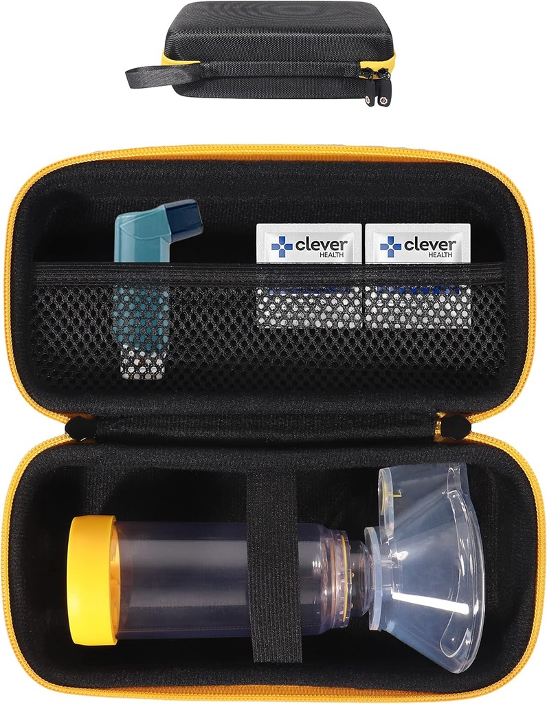 Caso GetGEAR Asthma Inhaler Holder, caso compacto y robusto para el inhalador de Ventolina Handy para adultos y niños (CASE ONLY) (Black)