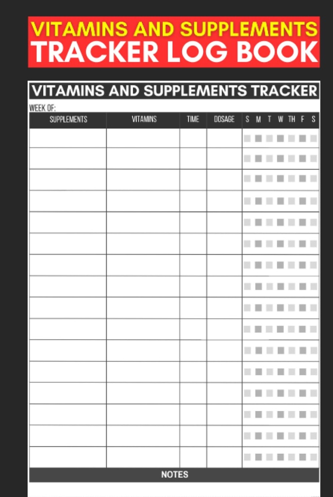 Vitaminas y Suplementos Tracker Log Book: Cute Record Book Gift for Nurses, Caregivers and Guardians to Track of Supplements &amp; Vitamins Intake