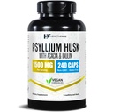 Healthfare Psyllium Husk Fiber 1500mg ← 240 Vegan Capsules ← Extra Strength Fiber Supplement ← Apoyo Digestive Health TEN Non-GMO, Gluten-Free TEN Made in USA