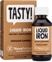 NovaFerrum Tasty ← gotas pediátricas Suplemento de Hierro Líquido para bebés, niños pequeños " niños sometidos 15mg of Iron Per 1mL Dose Silencioso Edades 4 " Bajo ← Gluten Free ← Chocolate Flavored Silencio 120 Servings