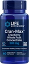 Extensión de la vida Cran-Max®, 500 mg, Concentrado de frutas enteras de arándano, promueve la salud del tracto urinario con potentes antioxidantes, libre de gluten, vegetariano, no GMO, 60 cápsulas