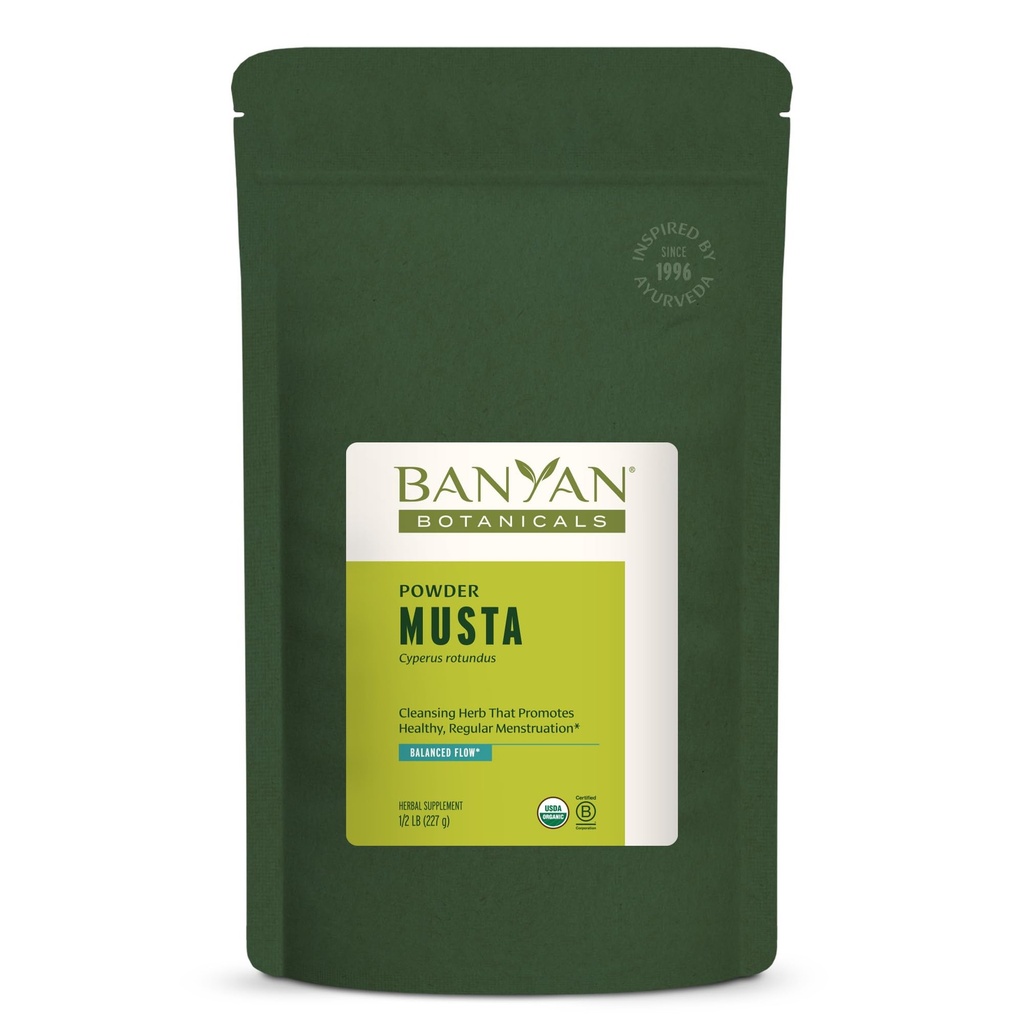 Banyan Botanicals Musta Powder – Organic Cyperus Rotundus – Natural Ayurvedic Herbal Menstruation Supplement – Liver Health Supplement and Digestion Aid* – 1⁄2 lb. – Non-GMO Sotainably Sourced Vegan