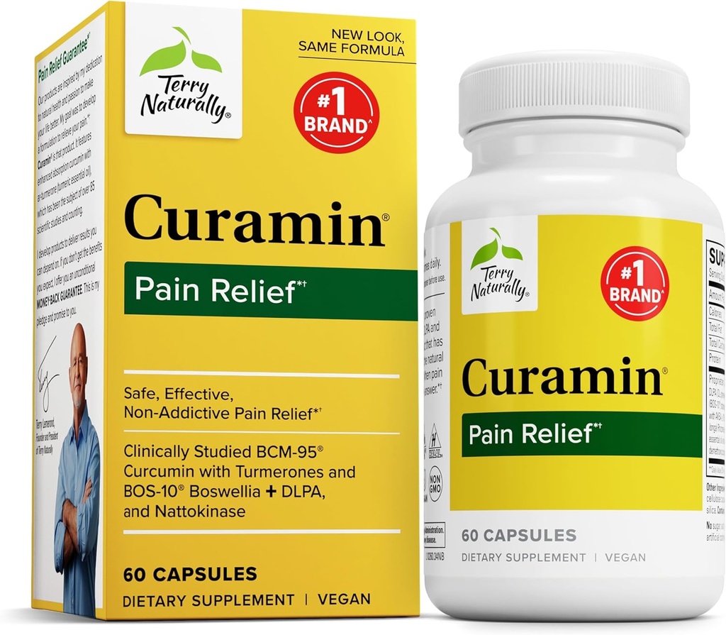 Terry Naturally Curamin - Curcumin Supplement for Circulation & Endorphin Support - Support for Occasional Discomfort - Aids Healthy Muscles - 60 Capsules