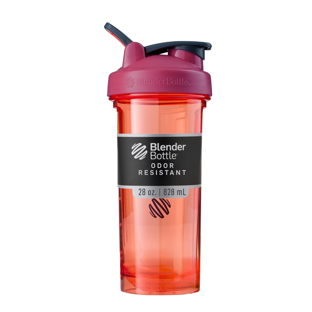 BlenderBottle Shaker Bottle Pro Series Perfecto para Protein Shakes y Pre Workout, 28-Once, Full-Color Coral