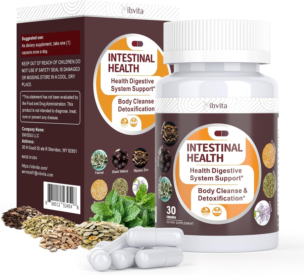 Gut Health Cleanse Detox Capsules - Limpiador intestinal con Wormwood, Nogal Negro, Bombilla de ajo, Clove Soporte Limpiador de colon &amp; Sistema de Digestión para Hombres, 30 Caps