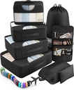 Veken 10 Set/8 Set Packing Cubes for Travel Essentials, Suitcase Organizer Bags in 4 Sizes, Carry-On Luggage Accessories with Large Laundry & Toiletry Bag, Must-Have for Airplane, Road Trip & Camping