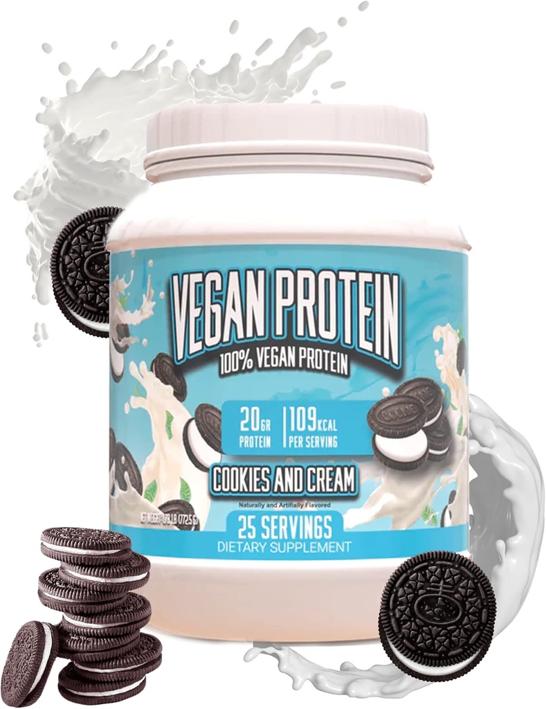 Huge Supplements Vegan Protein Powder - Cookies & Cream - Superior Plant-Based Protein Powder, 20g Protein Per Serving