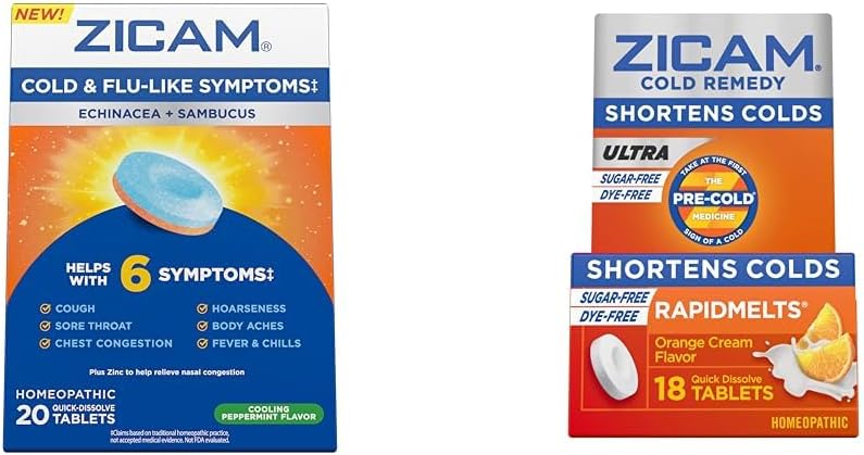 Zicam Cold " Flu Symptoms 20 Tablets Ultra Cold Remedy Rapidmelts 18 Cuenta Homeopático Zinc Cold Shortening