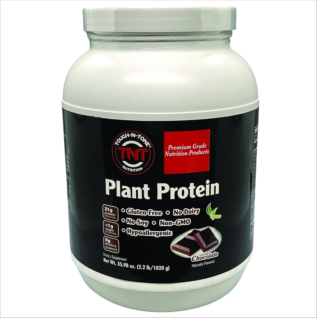 TOUGH-N-TONE Premium Grade Plant Protein a Delicious Chocolate Vegan Shake, peas, Cranberry, chia, and Sacha inchi, Omega-3 EFAs, Vegan & Vegetarian no Dairy no Wheat no Gluten no Soy