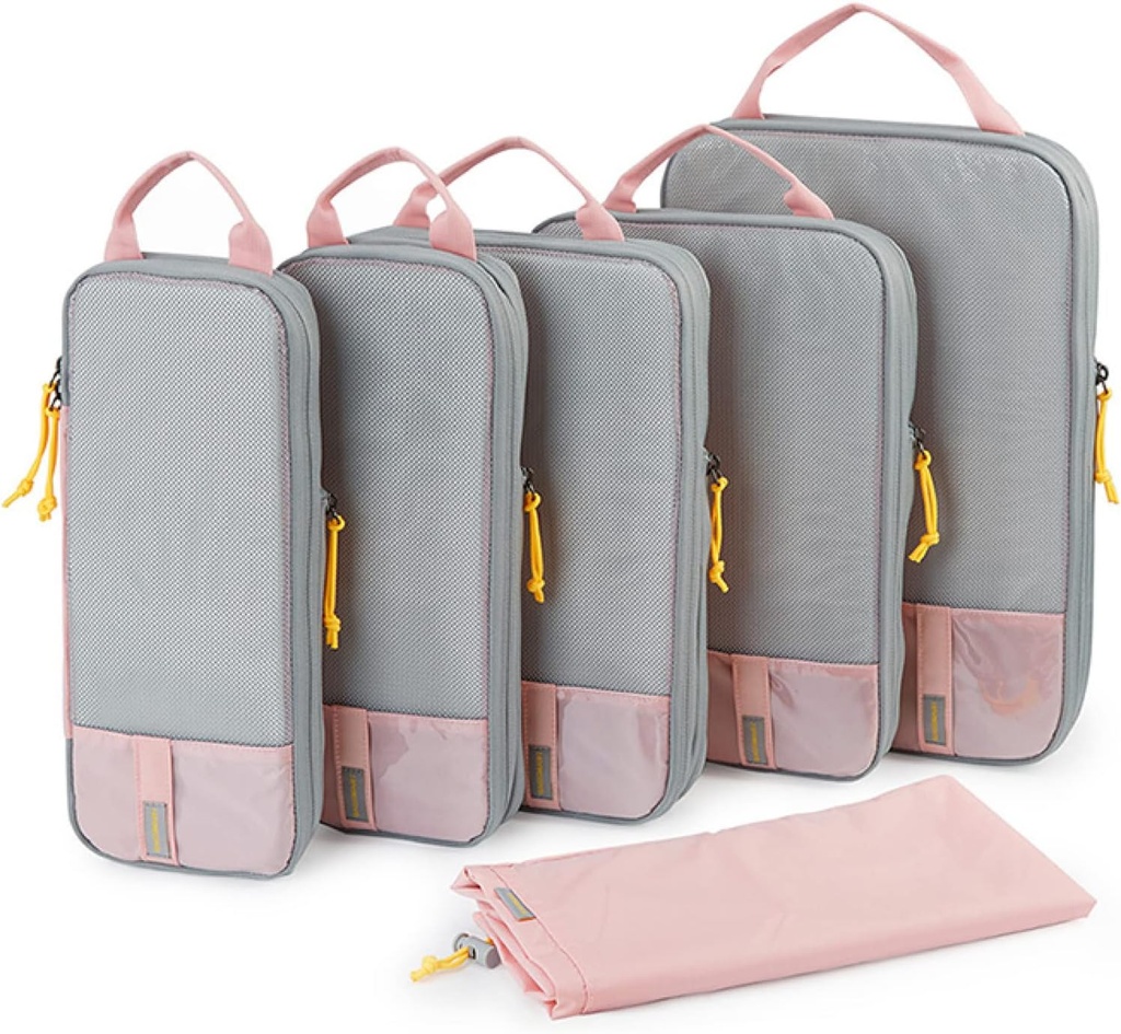 BAGSMART 6 Set /4 Set/2 Set Compresión Embalaje Cubos para viajes, bolsas de organizador de equipaje ligero, bolsas de ahorro de espacio duraderas Travel Essentials