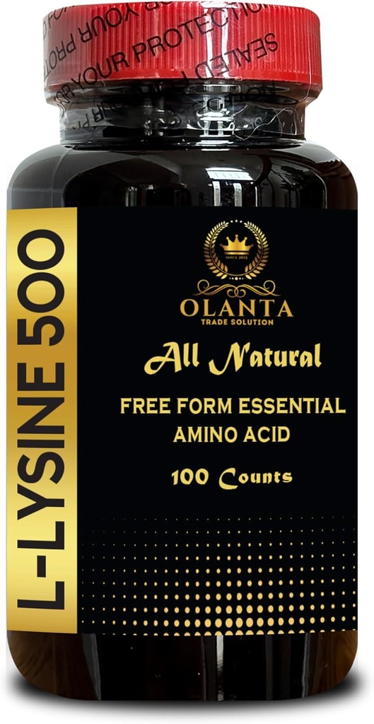 L-LYSINE 500 - Suplemento L-Lysine para la atención de la salud del ojo Collagen Synthesis e Immune Support, High Strength Essential Amino Acid, Daily lysine Intake - 1 Bottle 100 Counts