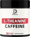 L-Theanine 200mg Capsules & Pure Caffeine Pills 200mg - Smart Smooth Energy Production, Alertness, Cognitive & Focus Clarity Supplement - 120 Capsules for 4 Months - Non-GMO & Gluten Free