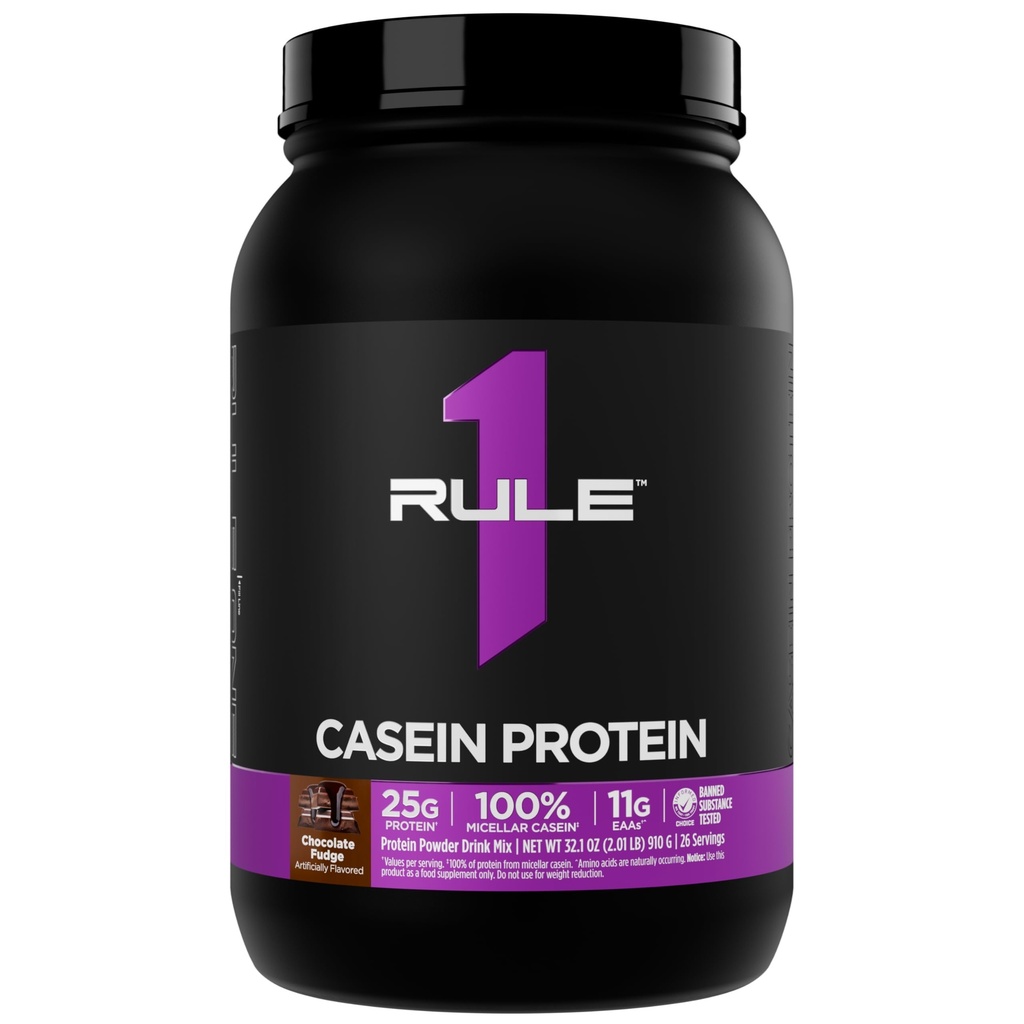 Regla 1 Casein Protein - 25g Protein y 11g EAAs Por Serving from Slow-Release Micellar Casein for Overnight Recovery and Sustained Delivery Between Meals (2 libras*, Chocolate Fudge)