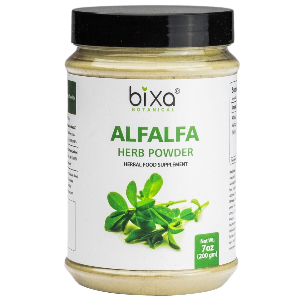 bixa BOTANICAL Alfalfa Powder Pure (Medicago Sativa) Superfood ← Ayurvedic Natural Herbal Suplemento 7 Oz / 200g