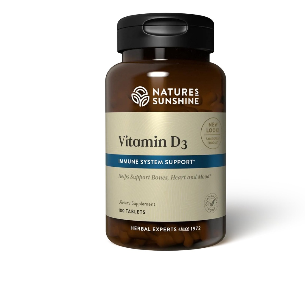 Nature's Sunshine Vitamin D3, 180 Tablets | Supports Bone Health, Contributes to Overall Health, and May Improve Mood
