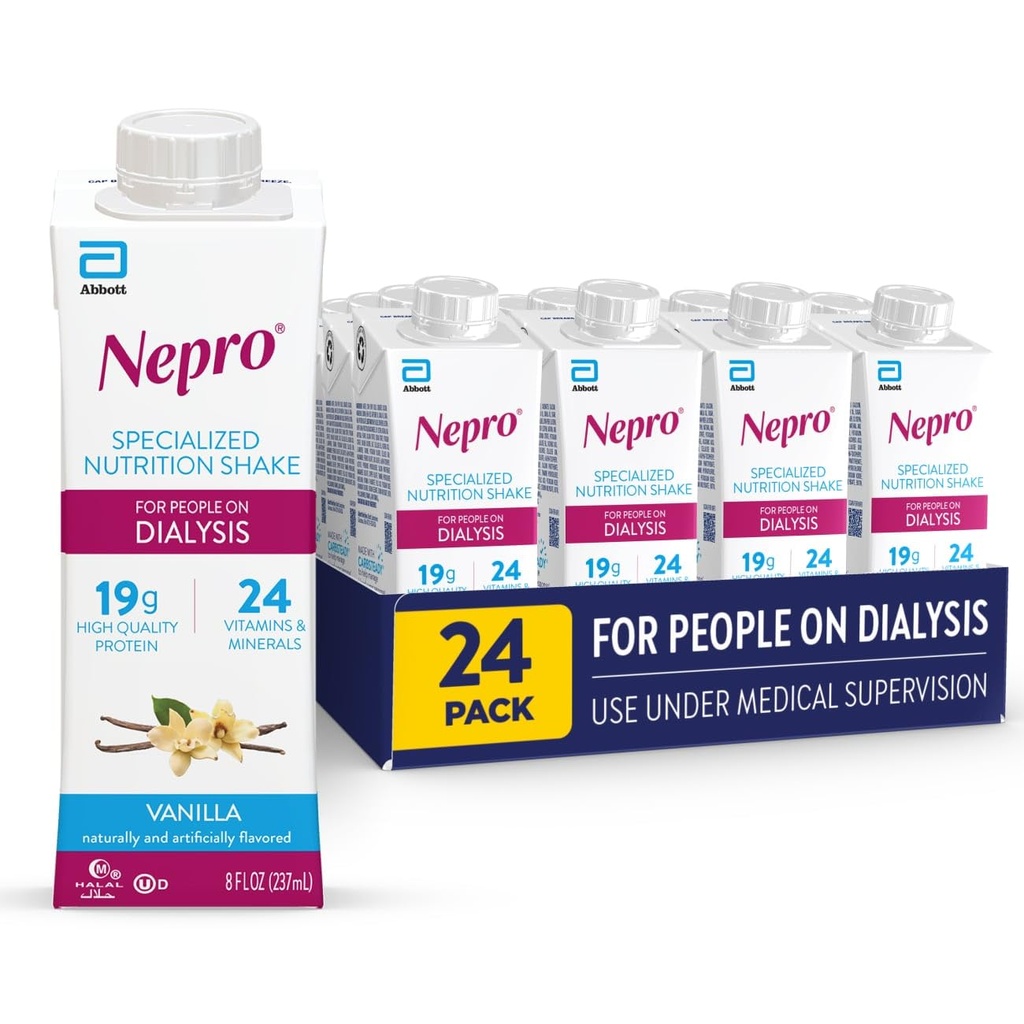 Nutrición líquida Nepro, Vainilla casera, Botellas de plástico de 8 onzas (Pack of 24)