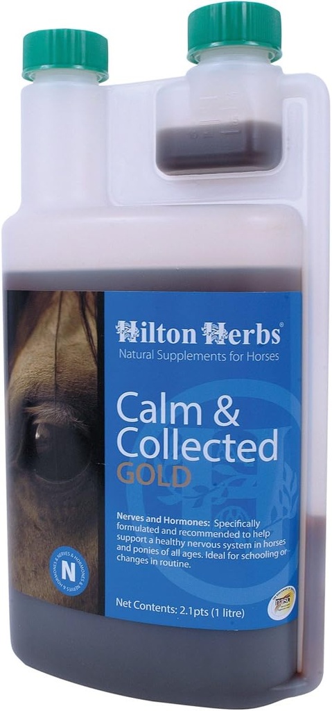Hilton Herbs Calm and Collected Gold Liquid Herbal Supplement for Nervous/Agitated Horses, 2.1pt Bottle