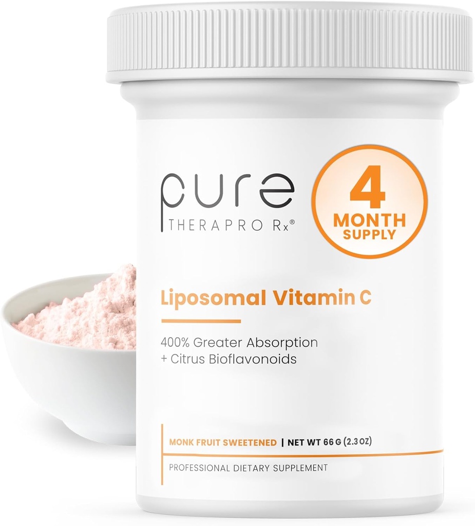 Puro Therapro Rx Liposomal Vitamina C Powder, Patented PureWay Vegan Vitamina C Suplemento, apoya el envejecimiento saludable, la función inmunitaria " Formation Collagen, Non-GMO, Made in The USA (66g,120 Servings)
