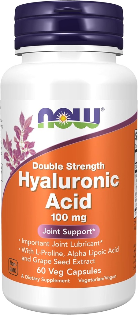 3 botellas de alimentos ahora, ácido HYALURONIC 100MG 2X Plus 60 CAPS
