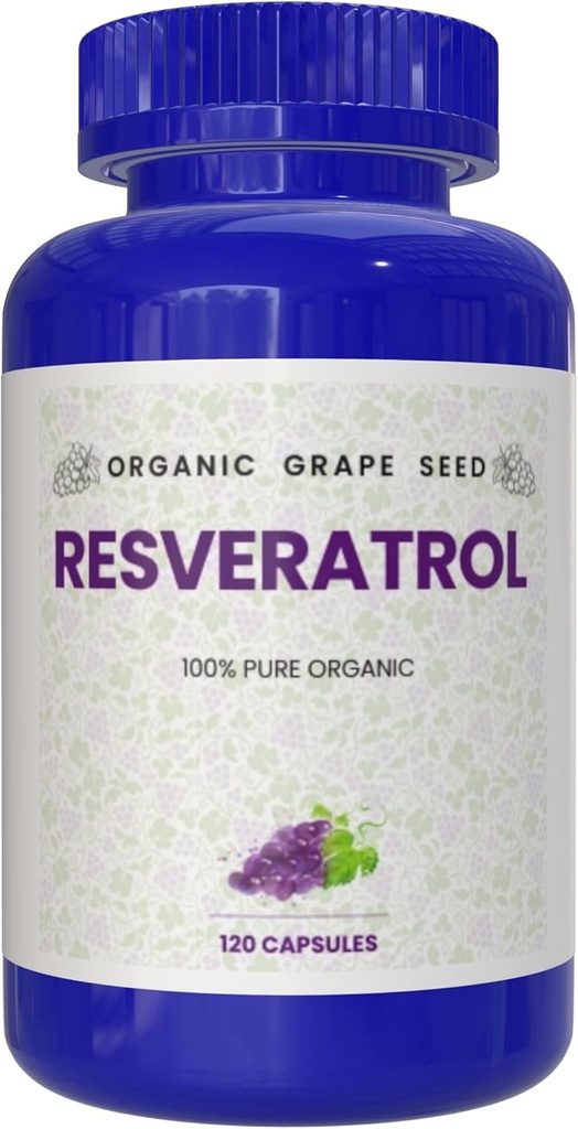 100% Pure Organic Beneficial Resveratrol, 120 Capsules, Antioxidants & Trans-Resveratrol, Promotes Anti-Aging, Cardiovascular Support, Immune Boost, Mental Clarity