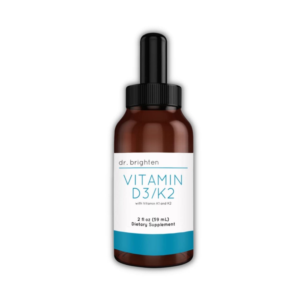 Dr. Brighten Vitamina D3/K2 — Las gotas de líquido altamente concentrado D3 K2 — Suplemento dietético para un sistema inmunitario fuerte y la salud ósea, 2 Fl Oz