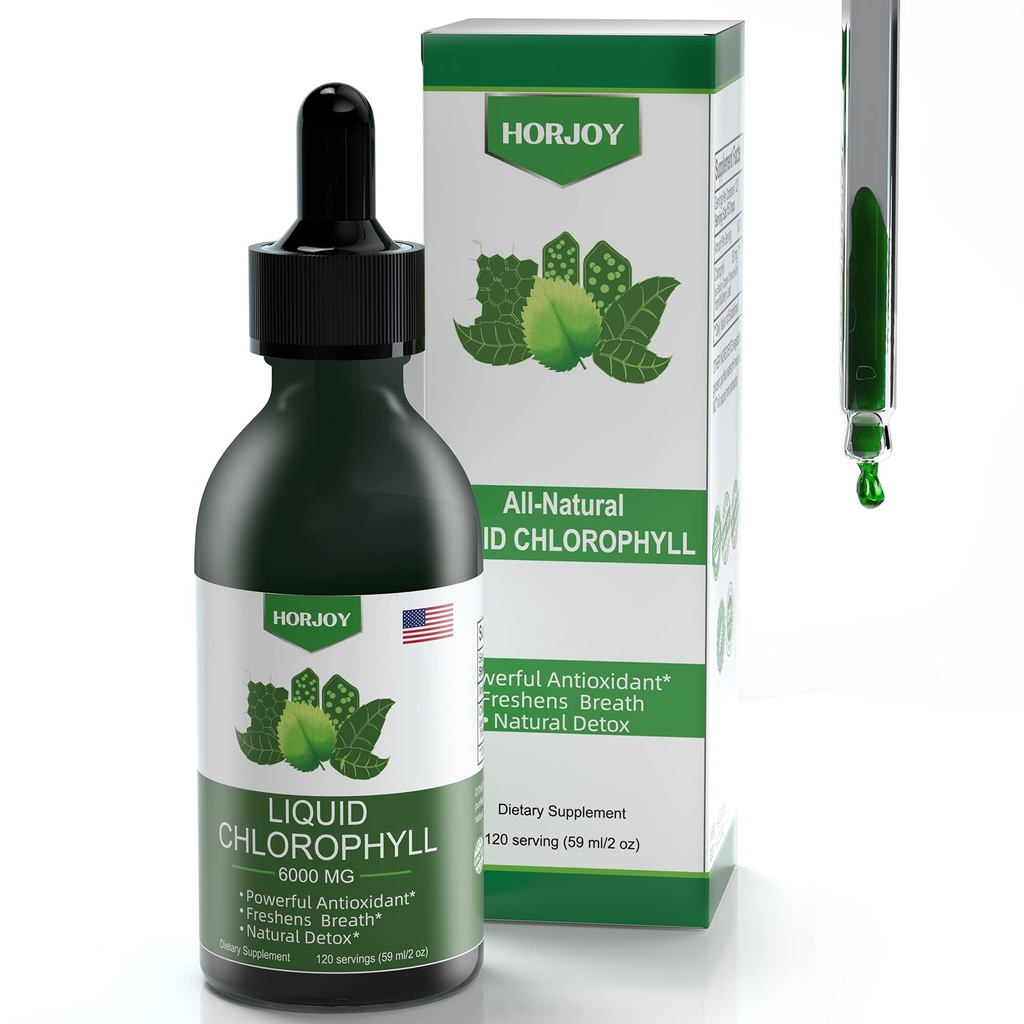 Chlorophyll Liquid Drops - 100% Natural Energy Booster and Immune Support - Interna Deodorant y Detox - Alivio de la enfermedad de Altitud - Absorción rápida, Vegan & No GMO - 120 Servimientos (Pack of 1)