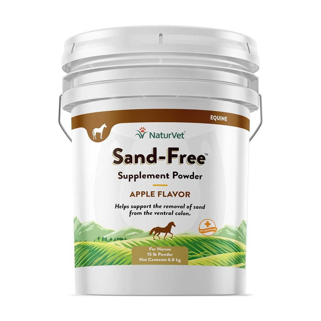 NaturVet Sand Free Horse Powder Suplemento – Asistencias Healthy Intestinal Function, Sand Removal de Ventral Colon – Incluye Psyllium Husk, Apple Flavoring – 15 libras.
