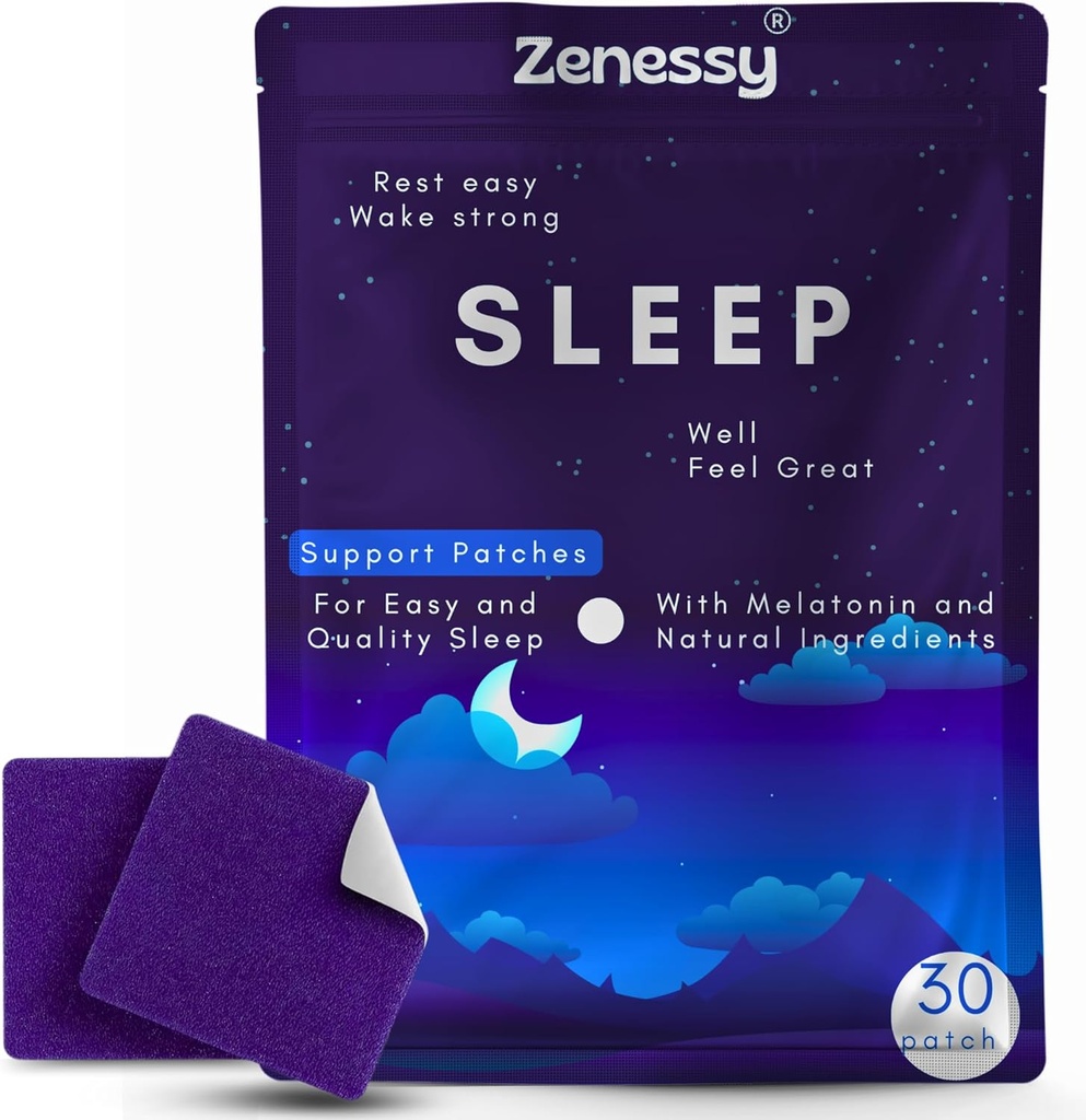 Patches de sueño - Melatonina de hierbas, raíz de Valerian y muletas infundadas de magnesio para dormir mejor, descanso completo " Relajación, formación de no-ábito, fácil de aplicar, 30 parches