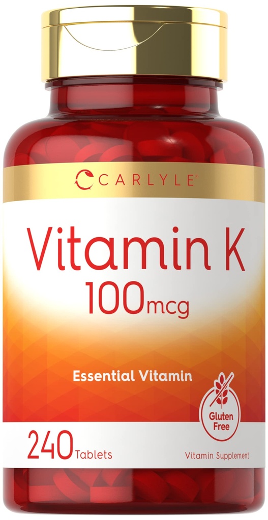 Carlyle Vitamina K 100 mcg TEN 240 Tablets ANTE Vegetarian, Non-GMO, Gluten Free ← Vitamin K Supplement