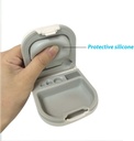 Caso de ayuda auditiva con almacenamiento de batería Ranura de almacenamiento duro pequeño 0.59"*2.44"*1.57",Silicone Cushion, para ITE, BTE Hearing Aids (White)