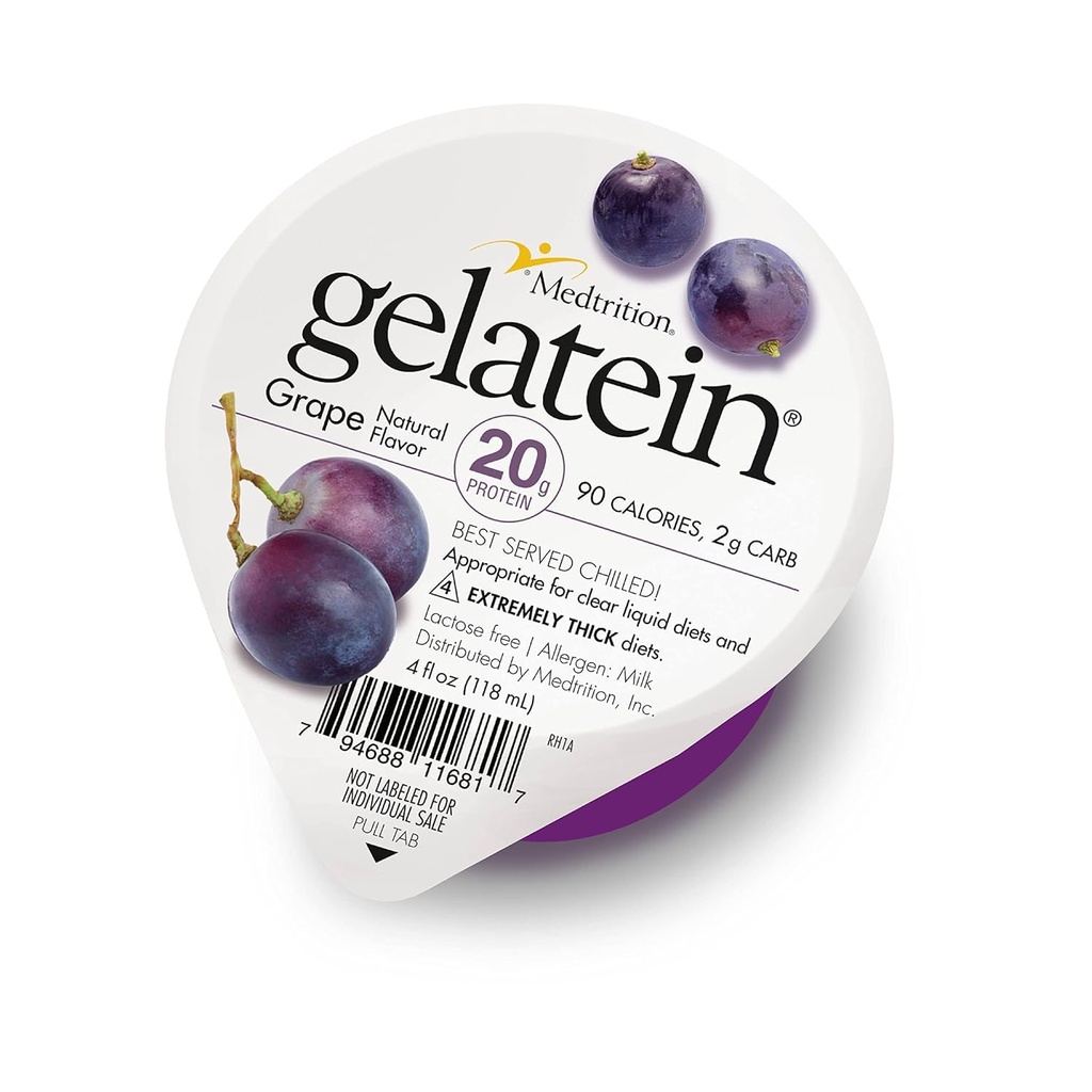 Medtrition Gelatein Grape- High Protein, Sugar Free Gelatin with 20 Grams of Protein ← Ideal para limpiar las dietas líquidos, tragar dificultades, bariatría, diálisis y oncología (36 Servings)