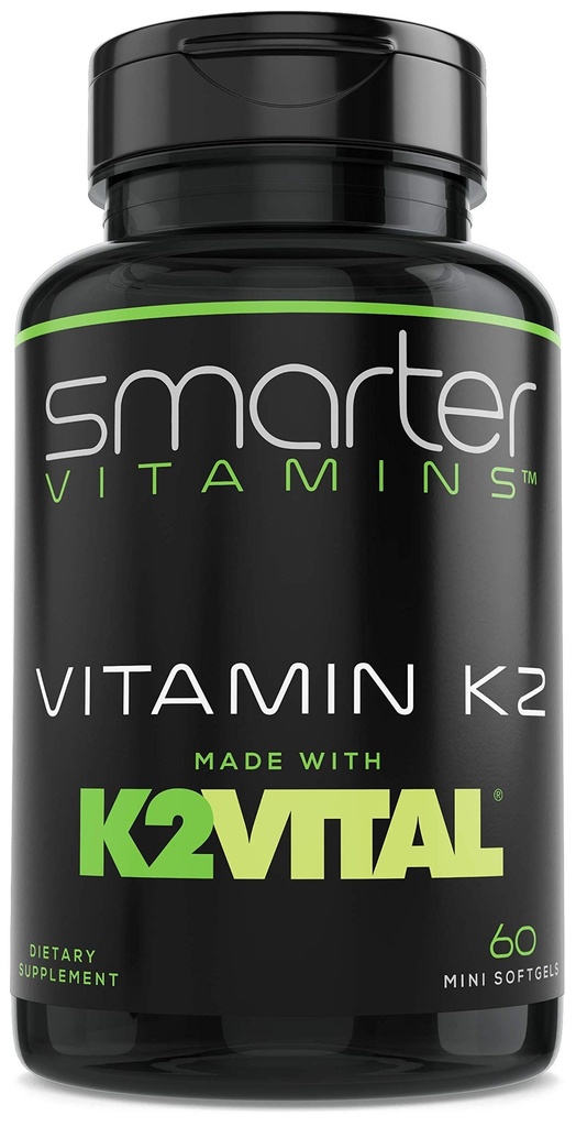 Más inteligente Vitamina K2 MK7 100mcg, Hecho con K2VITAL y Kale, 60 Softgel líquido